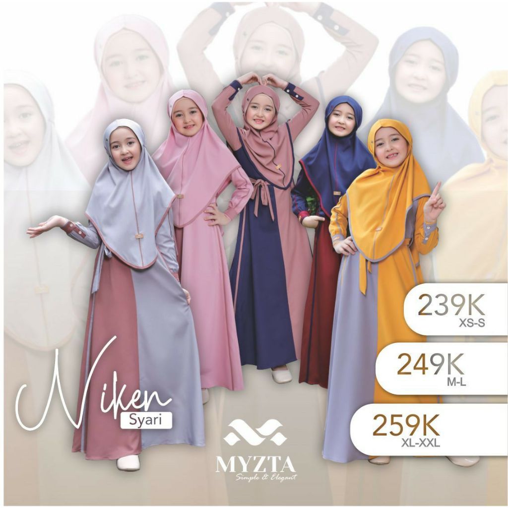 BAJU BUSANA MUSLIM ANAK SET HIJAB INAYA MYZTA TERBARU - NIKEN GESY KIDS INAYALESY - GAMIS DRESS ANAK