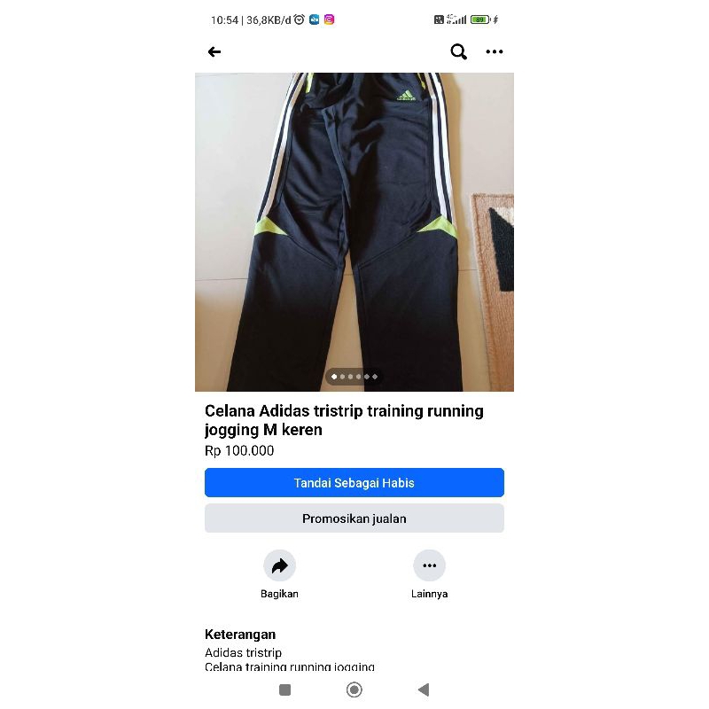 trackpant celana training Adidas tristrip m