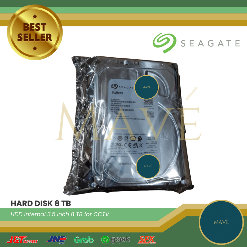Seagate SKYHAWK HDD 3.5inch 8TB MFI HARD DISK INTERNAL CCTV - Garansi 3thn
