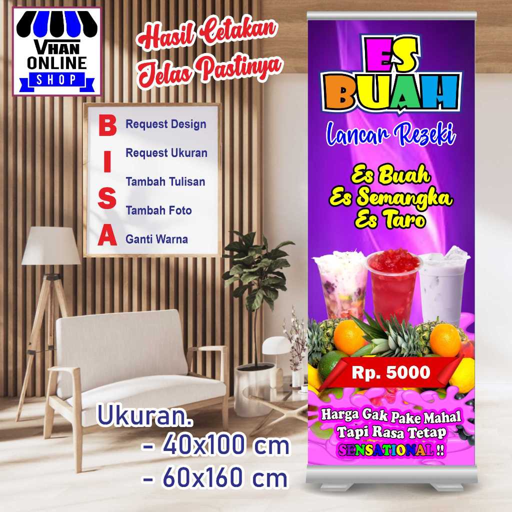 Banner Spanduk MMT Es Buah Segar, Minuman Buah Segar