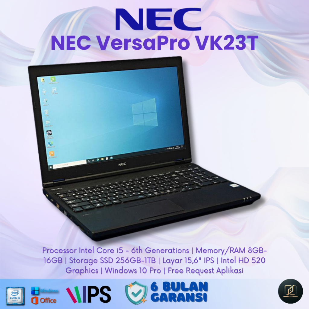 Laptop NEC VersaPro VK23T Intel Core i5 Gen 6, RAM 8GB, SSD 256GB, 15.6" Display MURAH LAPTOP KANTOR
