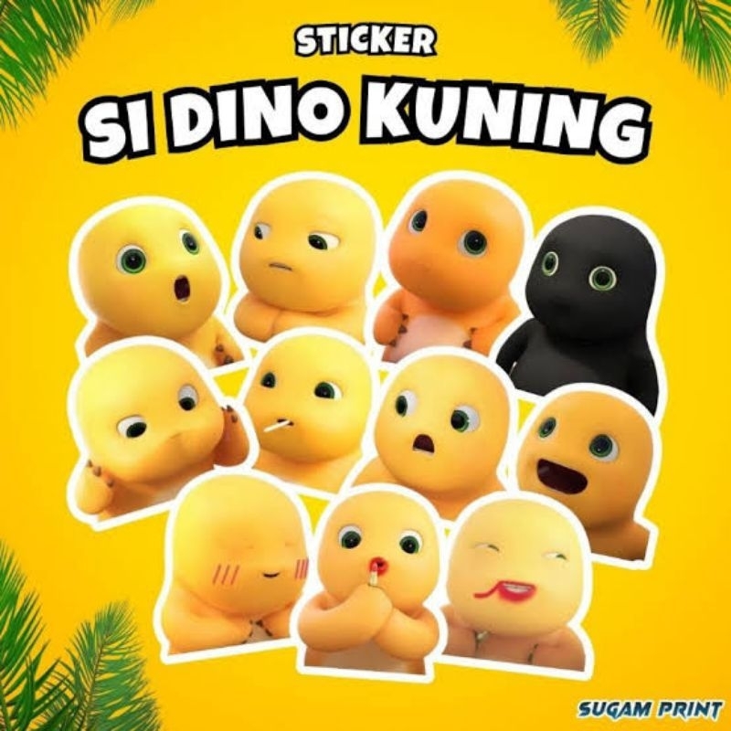 

sticker dino kuning/Stiker laptop