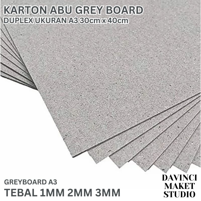 

(Grey) Karton Abu Bahan Maket 1mm 2mm 3mm A3 30cm x 40cm - Grey Board Carton Duplex Kertas Duplek