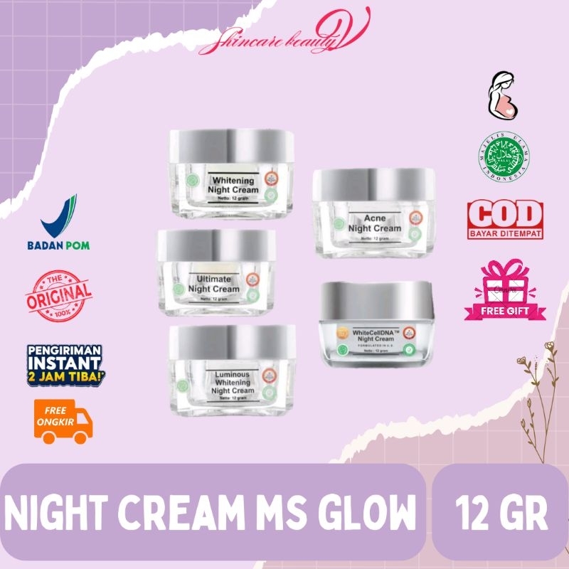 MS GLOW - Night Cream/Cream malam whitening acne dna luminous ultimate Original