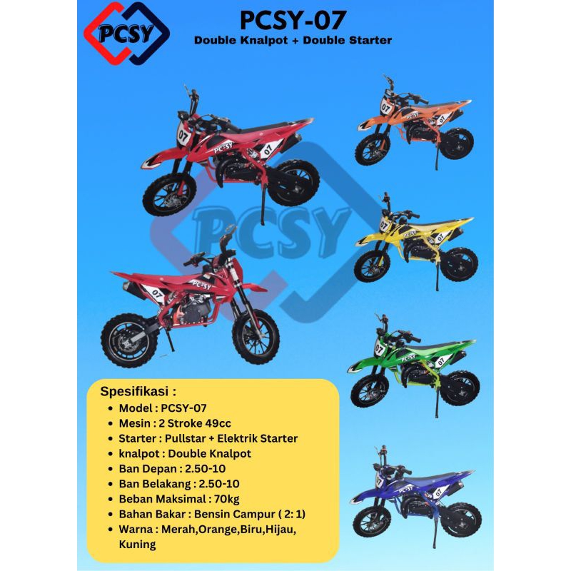 Mini Trail PC 07 PCSY Mainan Anak Motor Trail Double Starter