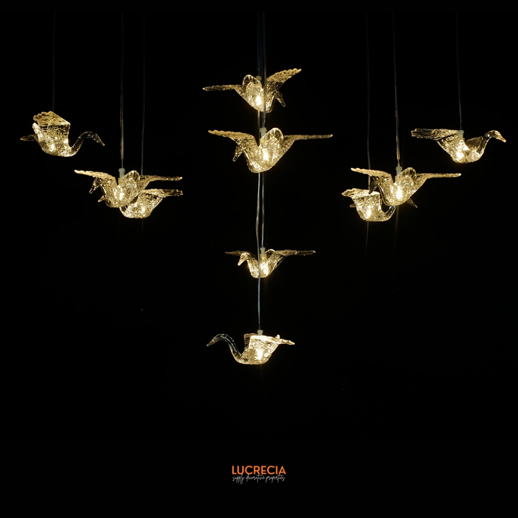 10 LED Swan Hanging Lampu Angsa Dekorasi Pelaminan Wedding LED-151