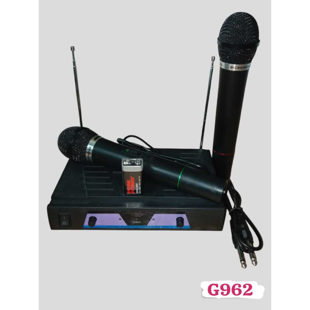 G962 DUAL WIRELESS MIC MIK MIX NIRKABEL DOUBLE MICROPHONE WIRELES TANPA KABEL SEPASANG MIKROFON UHF