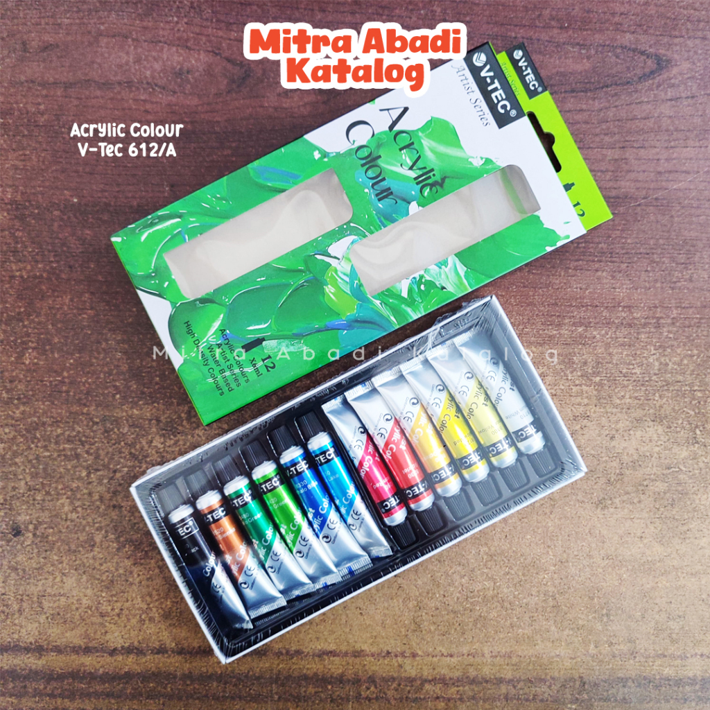 

CAT AKRILIK V-TEC VT-6126 / ACRYLIC COLOUR 6ML 12 WARNA VTEC ACRILIC COLOUR ALAT LUKIS MELUKIS PEMULA & PROFESIONAL ALAT TULIS SEKOLAH KULIAH KANTOR ART MURAH / MITRA ABADI KATALOG JOGJA