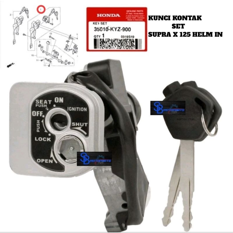 KUNCI KONTAK KEY SET SUPRA X 125 HELM IN KARBU 35010-KYZ-900 ORIGINAL AHM