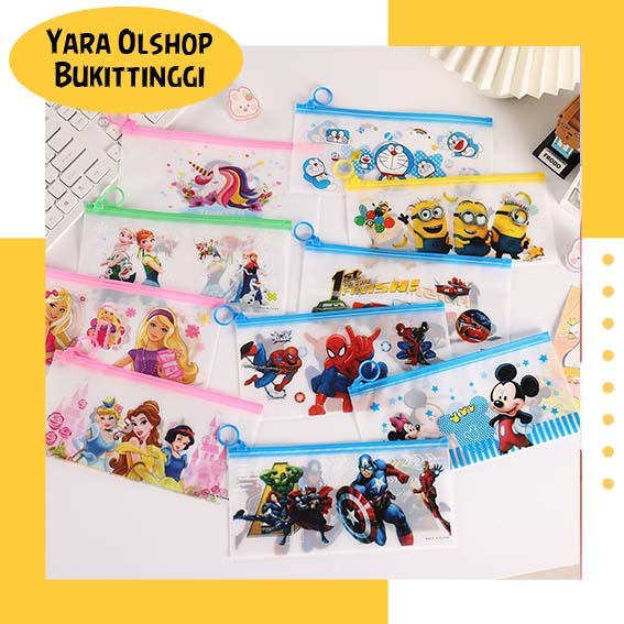 

Tempat Pensil Pulpen Transparant Ziplock Karakter Lucu