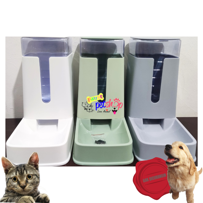 Food & Water Dispenser Tempat Makan 1,2 Kg & Tempat Minum 3 L Otomatis Tempat Makan Otomatis Anjing 