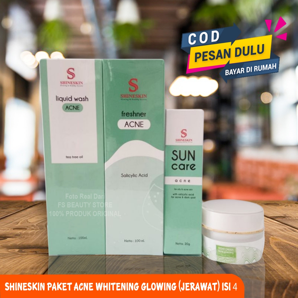 SHINESKIN PAKET ACNE WHITENING GLOWING (JERAWAT) ISI 4