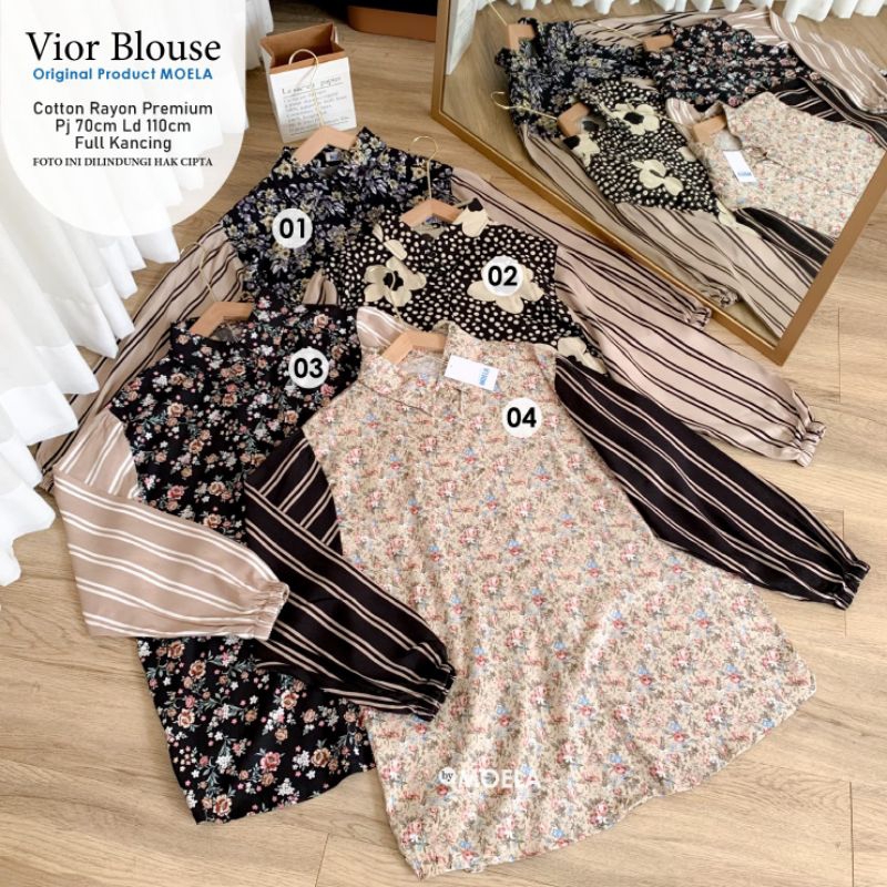 Vior Blouse Oversize Atasan Kombinasi Jumbo Allsize Busui Premium Catton Rayon Original Ori Moela Be