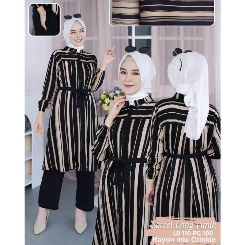 SETELAN TUNIK RAYON PRENIUM LD 110 // SETELAN LONG TUNIK RAYON // SETELAN LONG TUNIK TERBARU // SETE