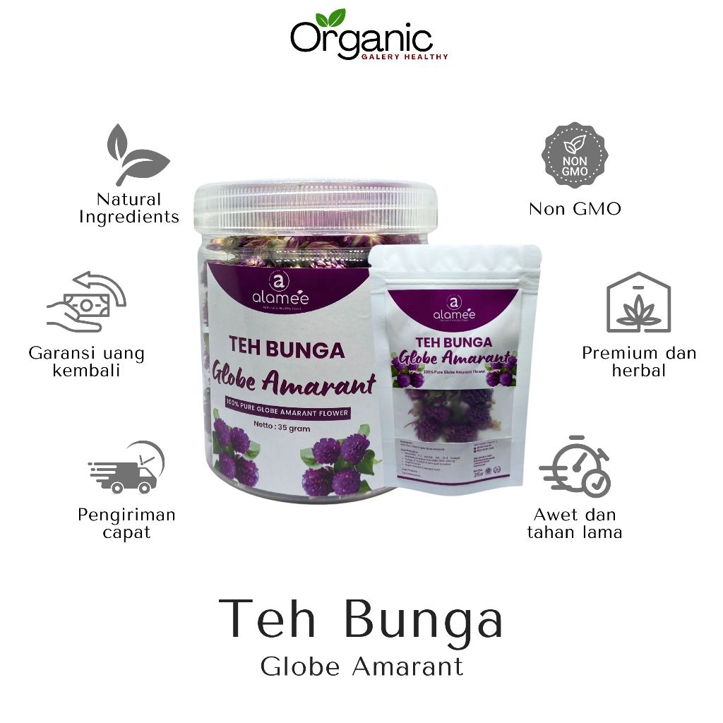 

TEH BUNGA GLOBE AMARANTH TEA HERBAL HERBAL HEALTHY KERING ORGANIK DRIED FLOWER ALAMI