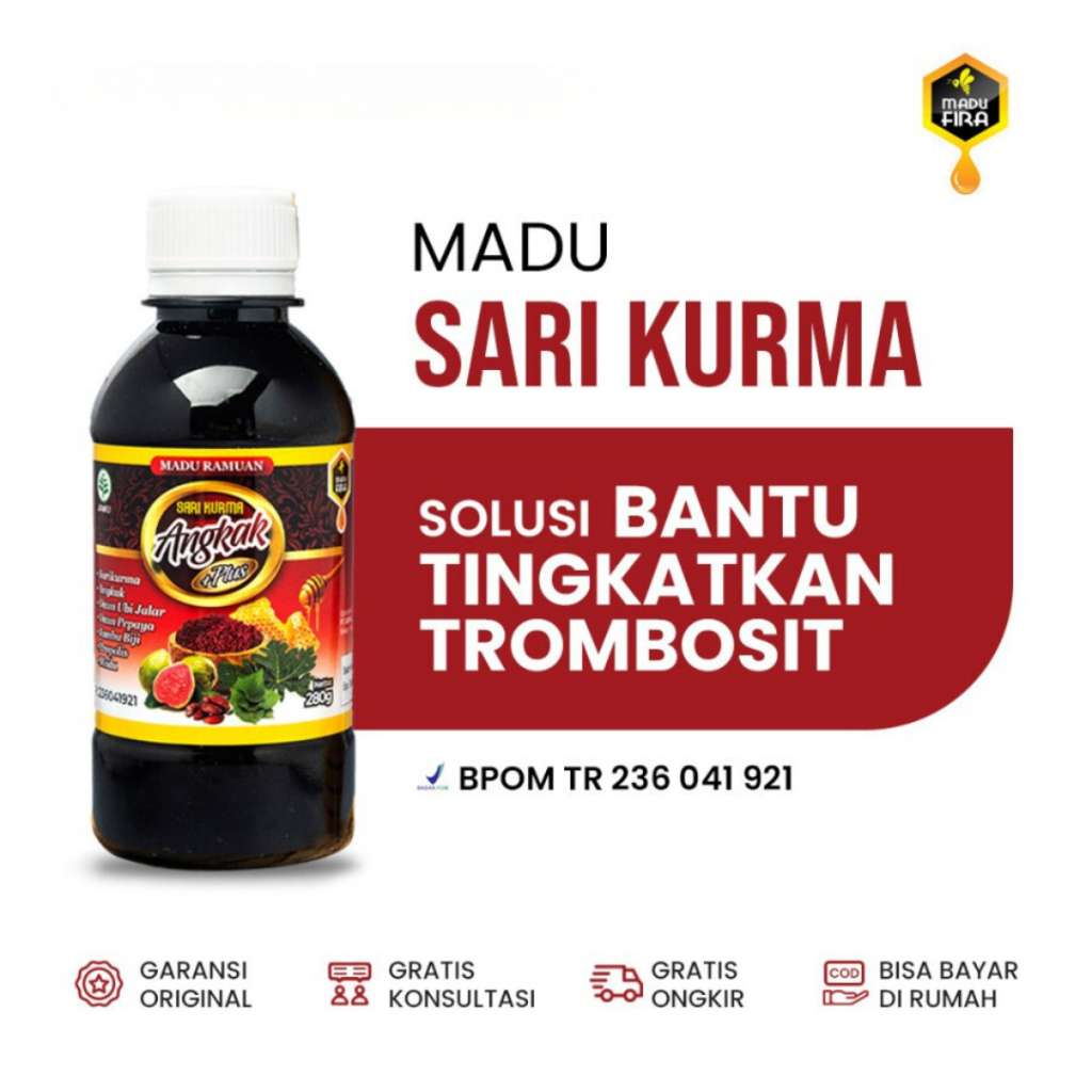 

Madu Angkak Madu Fira Sari Kurma Obat Penambah Trombosit 280gr MFT