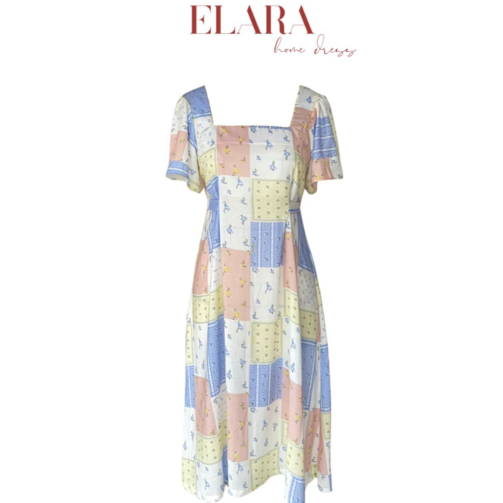 Elara Home Dress / daster nyaman / daster korea / daster leher kotak / daster kekinian / daster busu