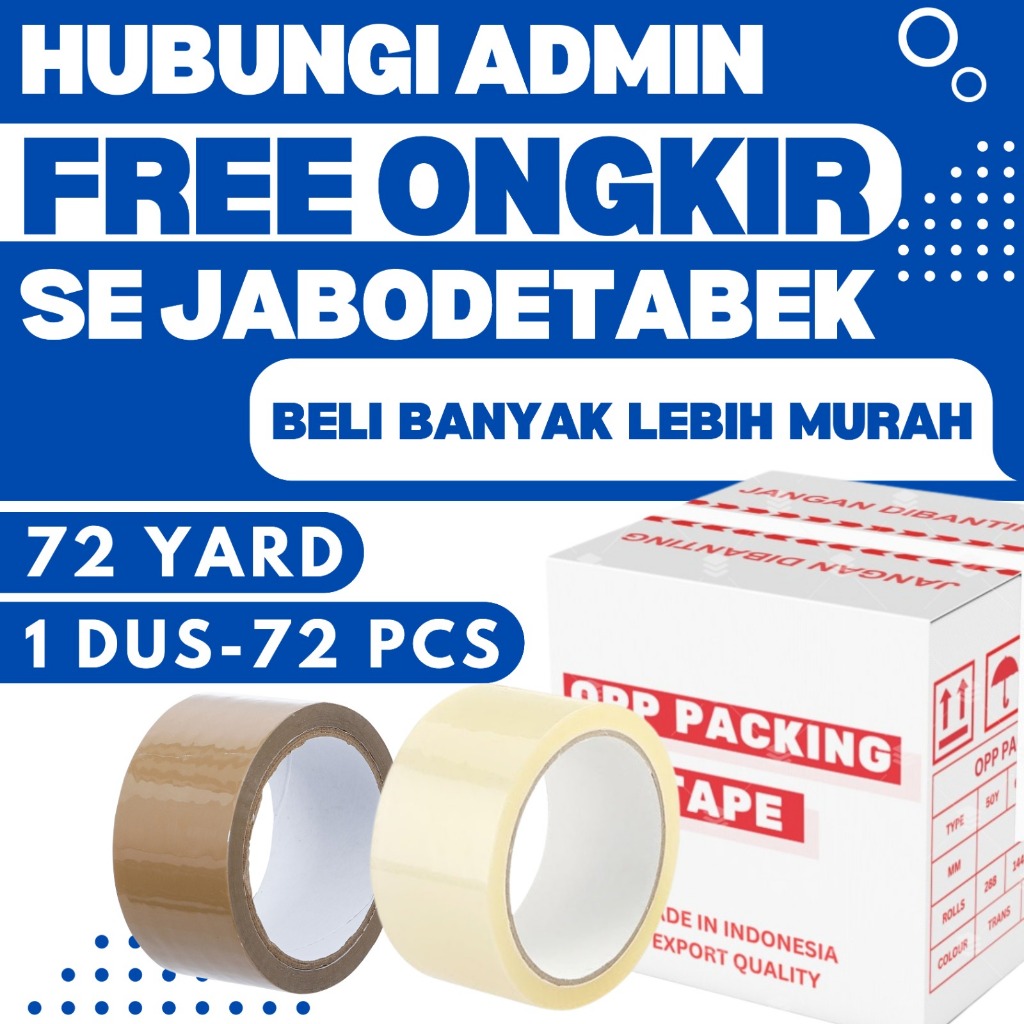 

1 DUS 72 PCS Lakban 45mm 72 Yard Bening Coklat Plakban 2 Inch 72YARD OPP Packing Tape 2" Inci 72Y