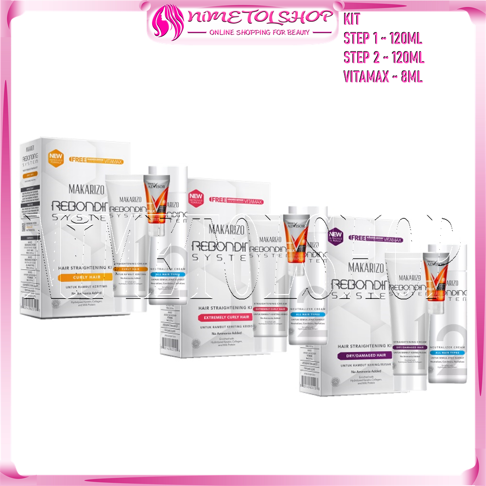 [KIT] MAKARIZO Rebonding System Hair Straightening 120ml STEP 1 & 2 Pelurus Rambut Smoothing Keratin
