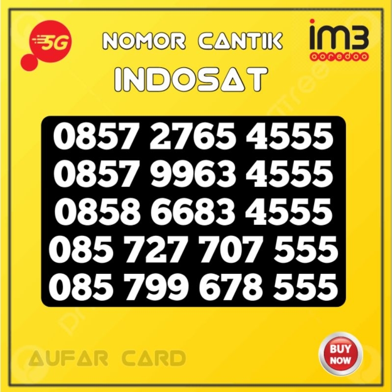 Nomor Cantik Indosat Seri Triple 111 triple 222 ekor 333 belakang 444 555 im3 666 Murah