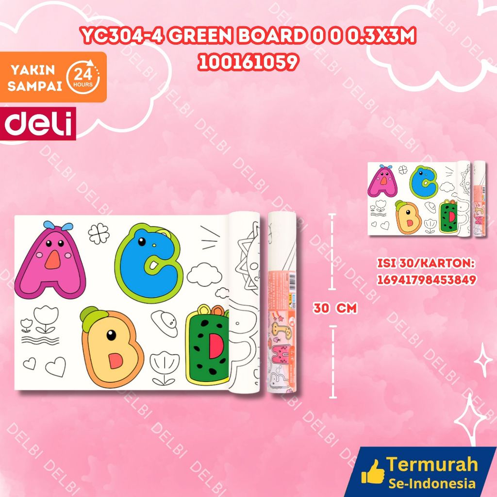 

Deli Kertas Sticker Mewarnai Jumbo YC304-4 GREEN BOARD 3X3M