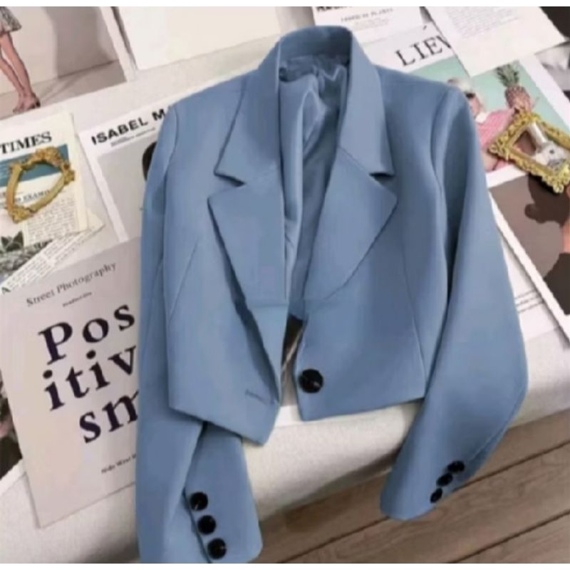 Blazer Crop Wanita Kancing Satu/Blazer Crop Wanita Korea/Blazer Crop Wanita Terbaru