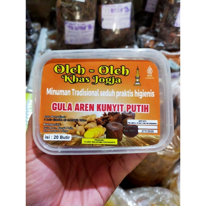 

Minuman tradisional praktis - minuman herbal - gula aren kunyit putih - oleh oleh Jogja