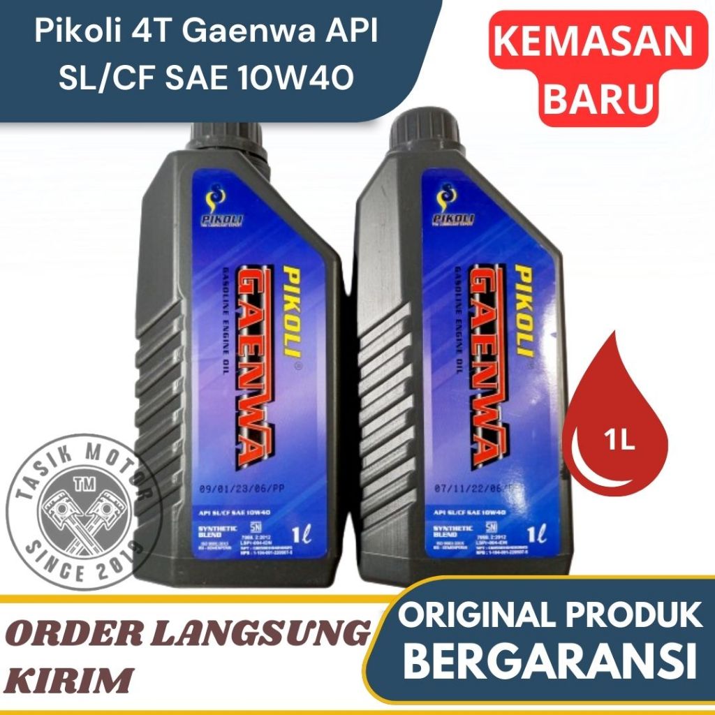 Oli 1 Liter Pikoli Gaenwa API SL/CF SAE 10W40 ukuran 1000 dan 800 ML All Motor