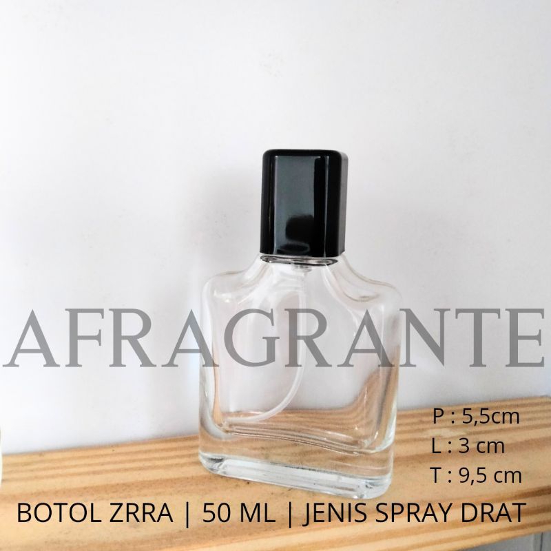 botol parfum zarr. a 50 ml tutup kotak hitam drat- botol parfum refill 50 ml- botol parfum isi ulang