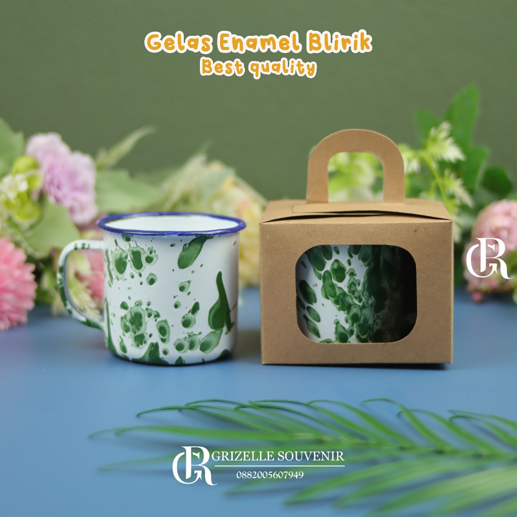 Gelas Enamel Blirik Kemas Box Kraft