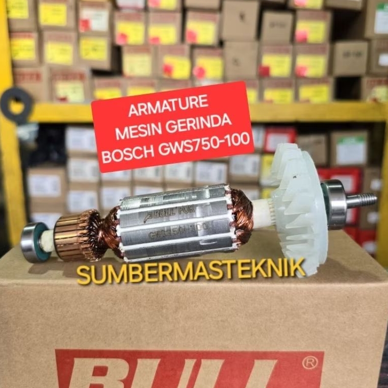 ARMATURE BOSCH GWS 750-100 ANGKER ROTOR MESIN GERINDA TANGAN BOSCH GWS750-100 BOSCH GWS 750 100 BULL