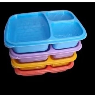 Lunch box genki 3 sekat allware/kotak makan sekat/ompreng genki