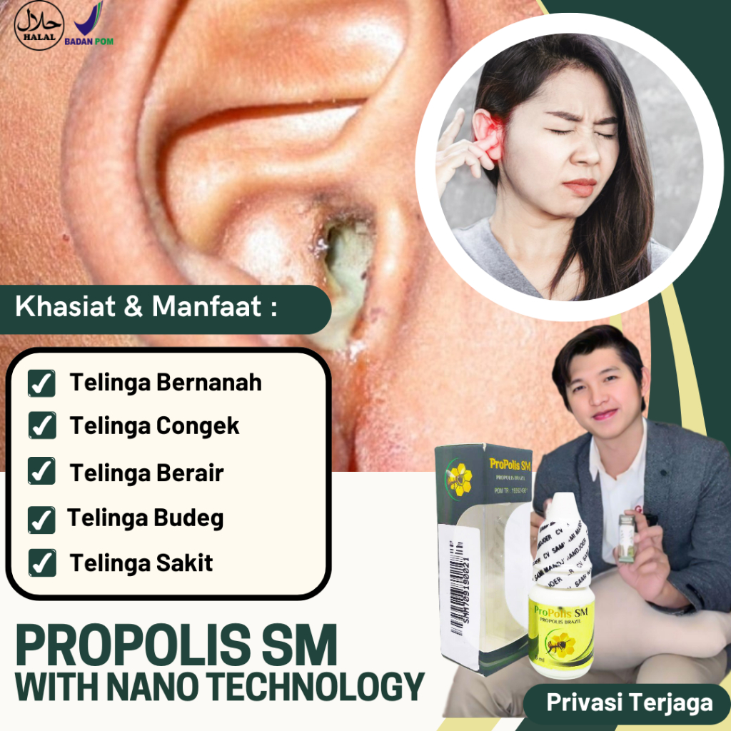 Obat Tetes Telinga Congek - Telinga Bernanah Berair Aman Untuk Anak Dewasa | Propolis SM Brazil