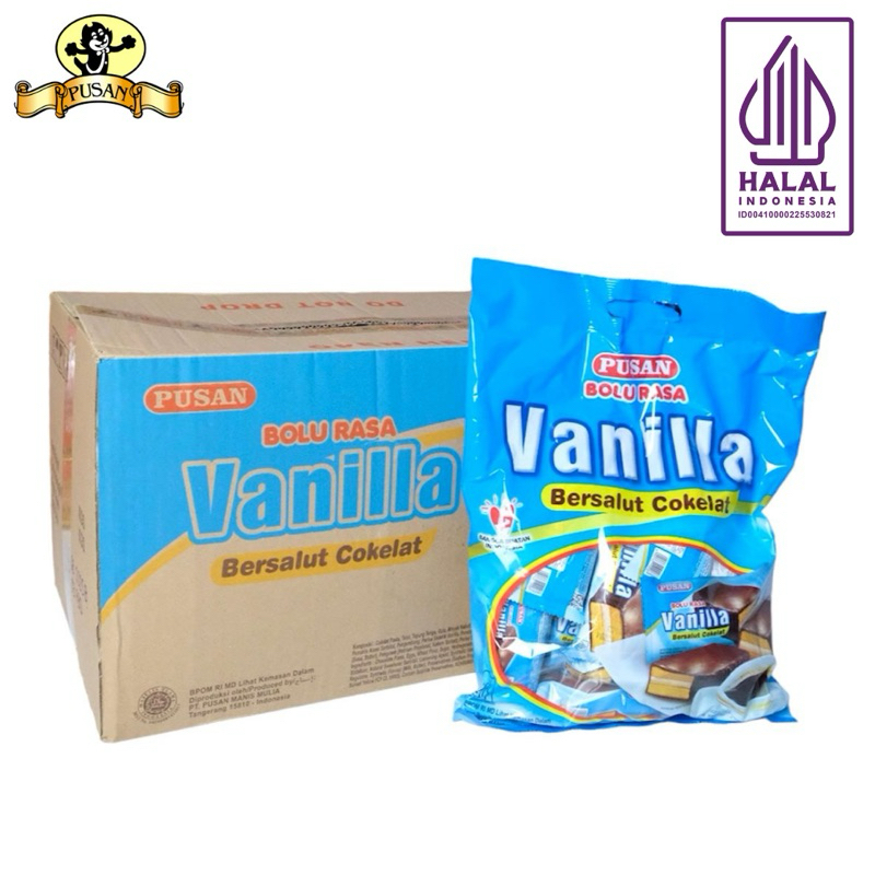 

PUSAN BOLU BERSALUT COKELAT RASA VANILLA / STROBERI 1 DUS ISI 8 BAG