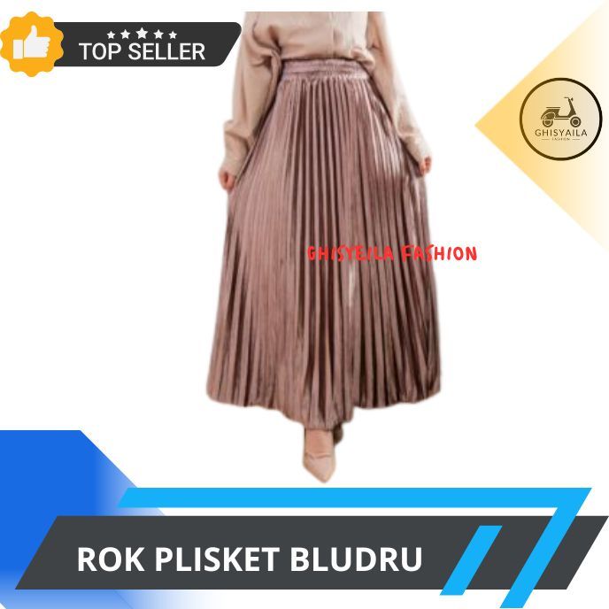 Rok Plisket Beludru Panjang Import Premium