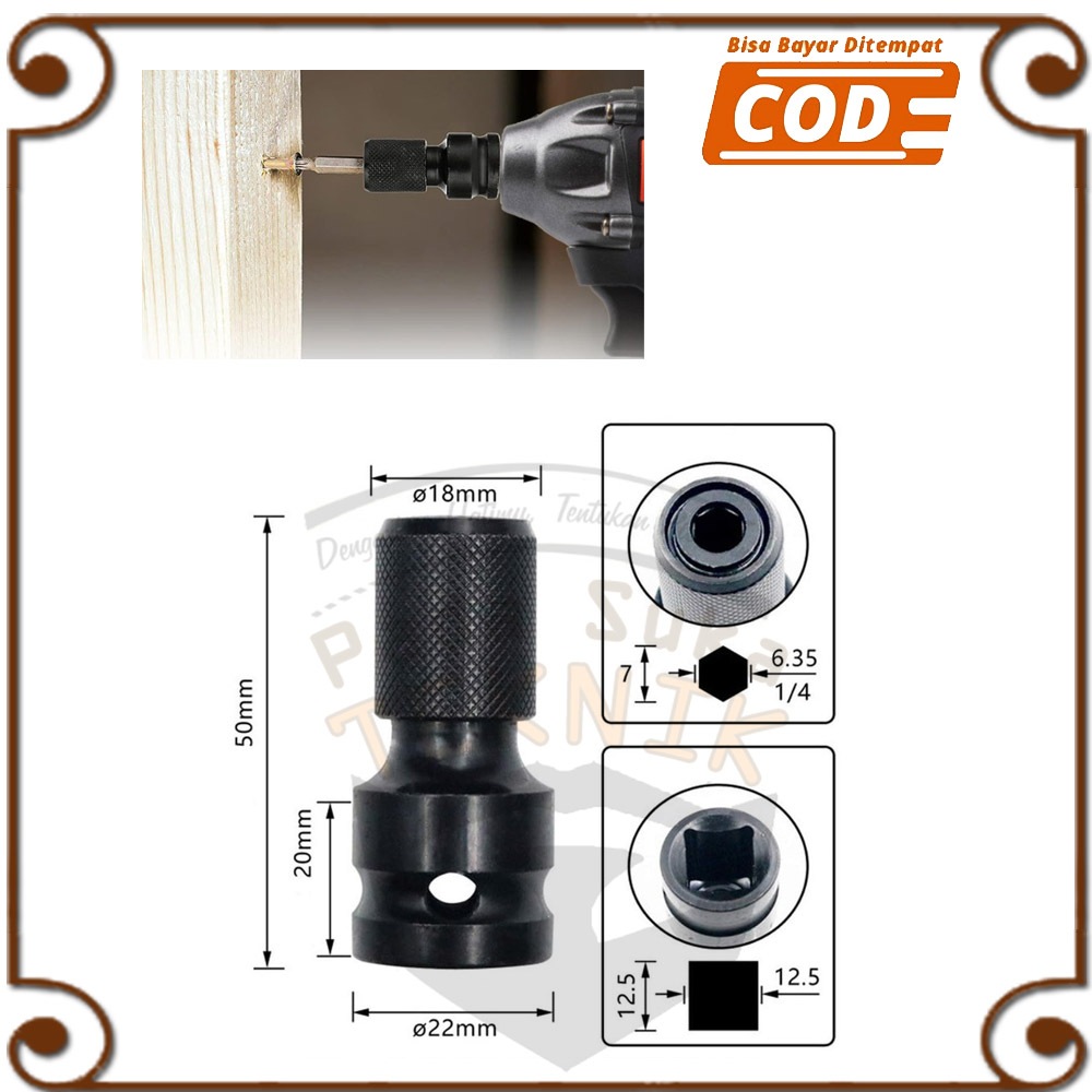 Socket Adapter DRIVER IMPACT HEX SOCKET ADAPTER 1/2-Inch  Socket Adapter Adaptor Chuck
