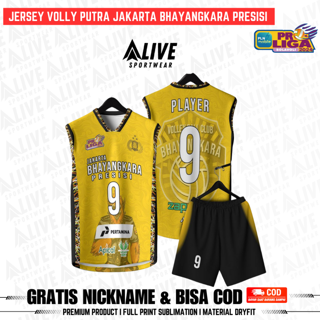 Jersey Voli Putra Jakarta Bhayangkara Presisi Terbaru 2024 Gratis Pasang Nama Dan Nomor Punggung