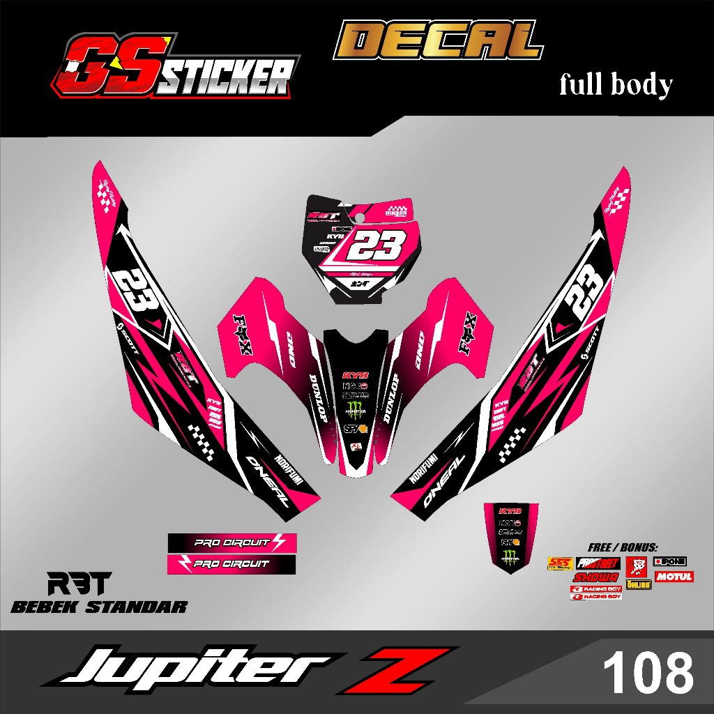 DECAL STICKER FULLBODY MOTOR RBT JUPITER Z RBT BEBEK MODIF SUPERMOTO RBT new terbaru RBT GS  V 108