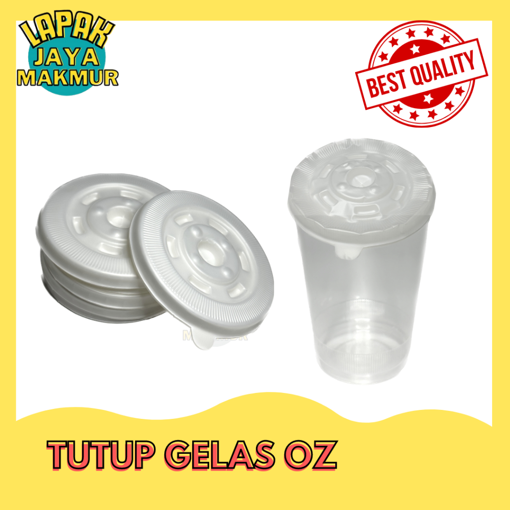 TUTUP DATAR / FLAT GELAS PLASTIK OZ, UKURAN 12OZ , 14OZ, DAN 16 OZ ISI 50