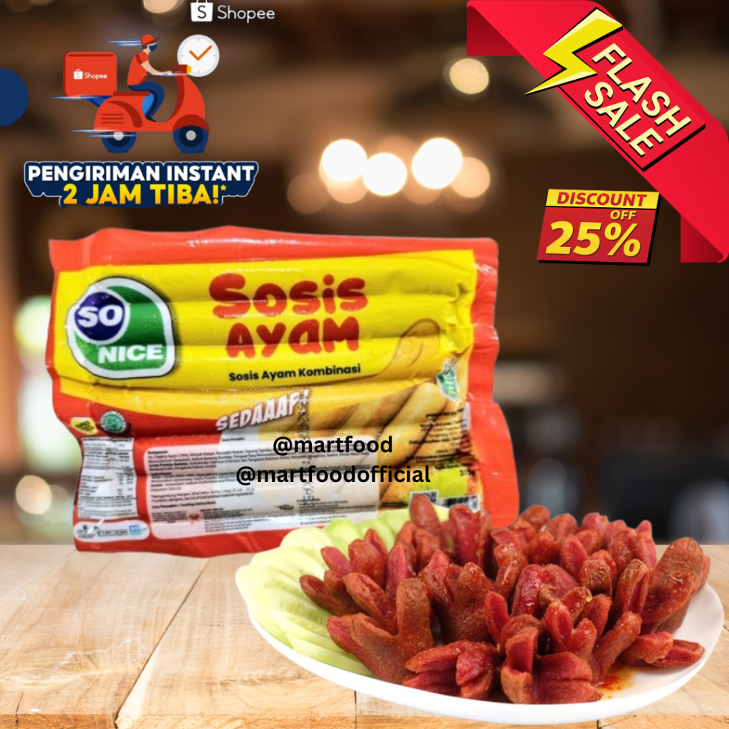 

SOSIS AYAM SO NICE SEDAP CHICKEN SAUSAGE HALAL 375 GR