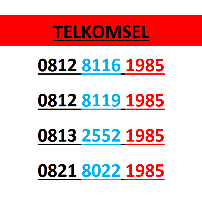 Nomor cantik telkomsel simpati 4g 5g seri tahun 1985 r300