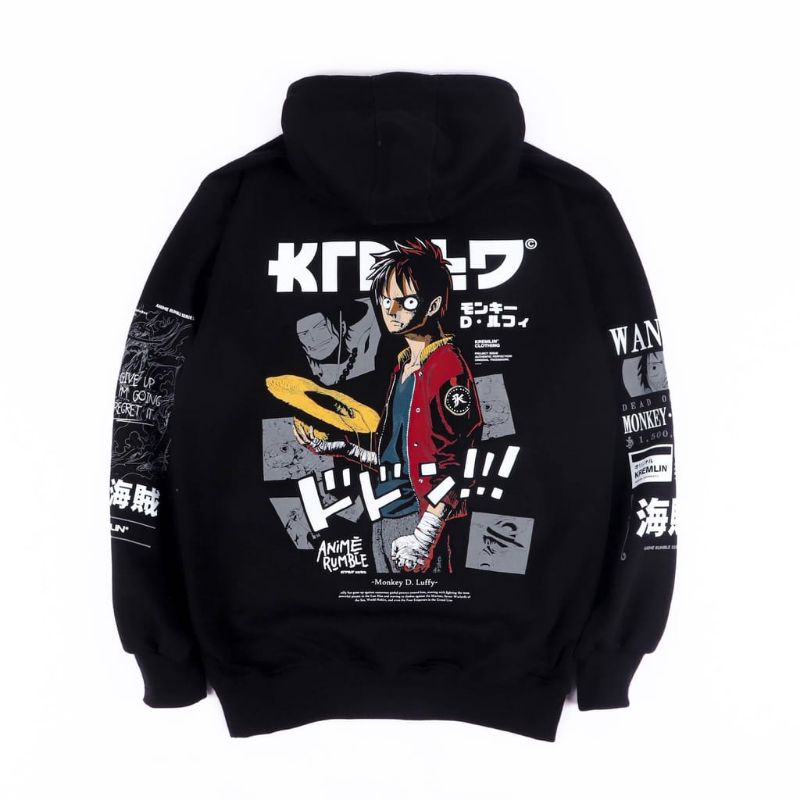 Hoodie anime oversize warna Hitam