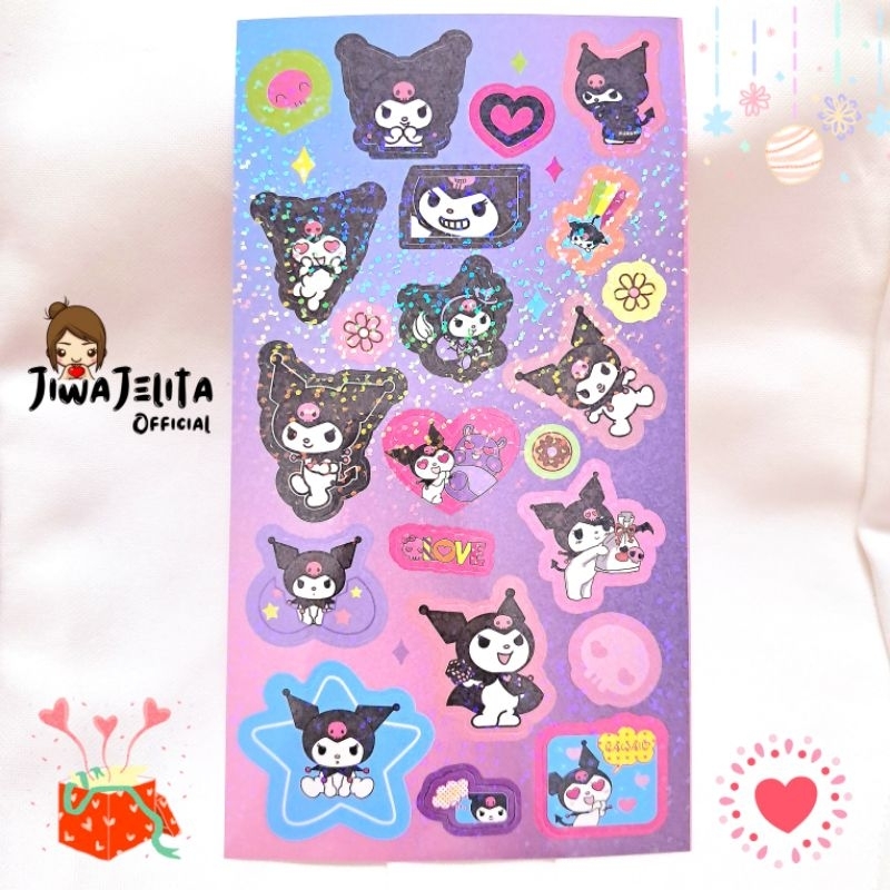 

[Jiwa Jelita] BISA COD ❤️ Stiker Kuromi My Melody 1 Lembar isi 20 pcs, Sticker Sanrio