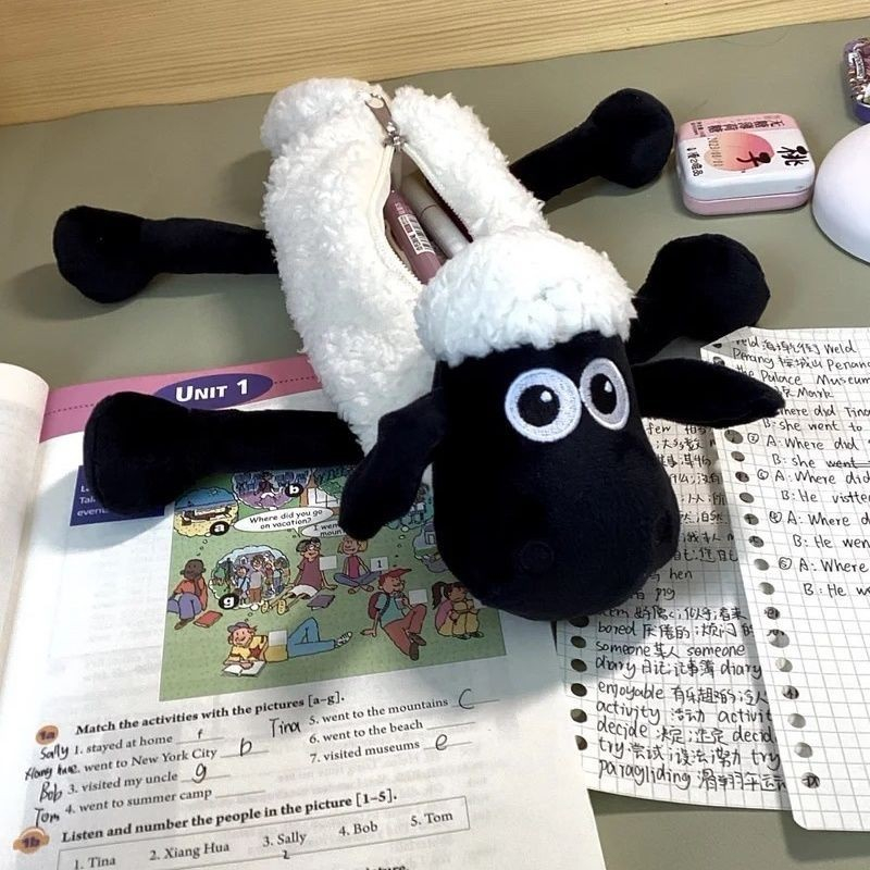 

Cartoon Plush Cute Storage Lamb Sean Pencil Case Student Stationery Storage Bag