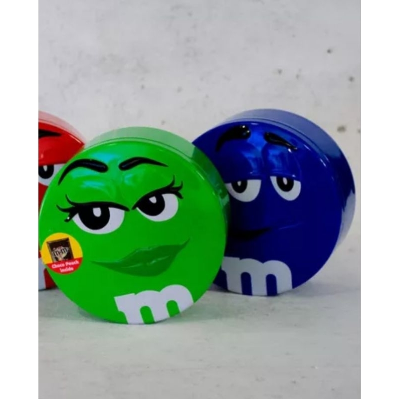

M&M's Choco tin 200g pouch case inside / Coklat Cute Smiley Face Tin with Chocolate Inside Novelty Sweets Christmas Gift