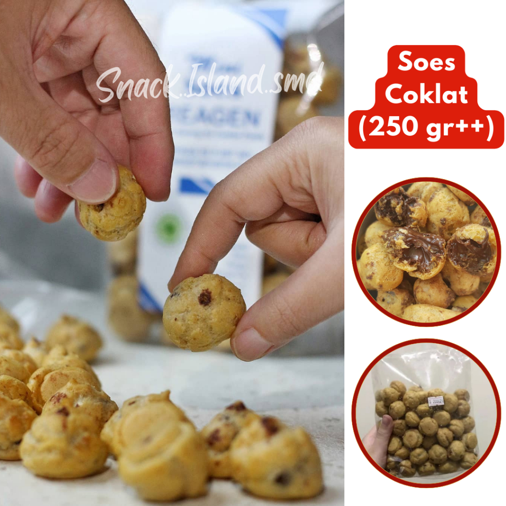 

250 gr Cemilan Kue Soes Isi Coklat Lumer Sus Coklat Kering Kiloan