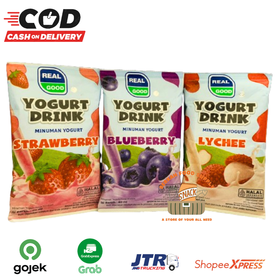 

[ BERKAH ] Real Good Yogurt Drink Bantal 80ml Realgood Yogurt Drink Lychee Blueberry Stawberry Aneka Rasa Minuman Yogurt