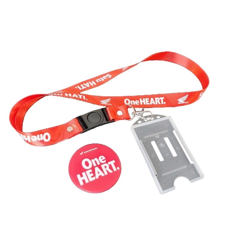 

(GROSIR) Paket murah Tali ID Card Honda One Heart dan Pin Honda dengan Casing Bening