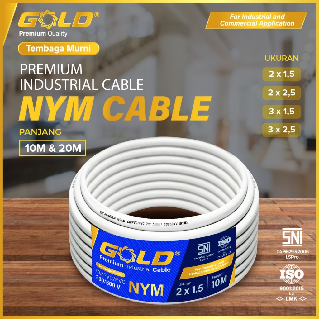 Kabel Listrik GOLD NYM Tembaga 20 Meter - 1 Roll