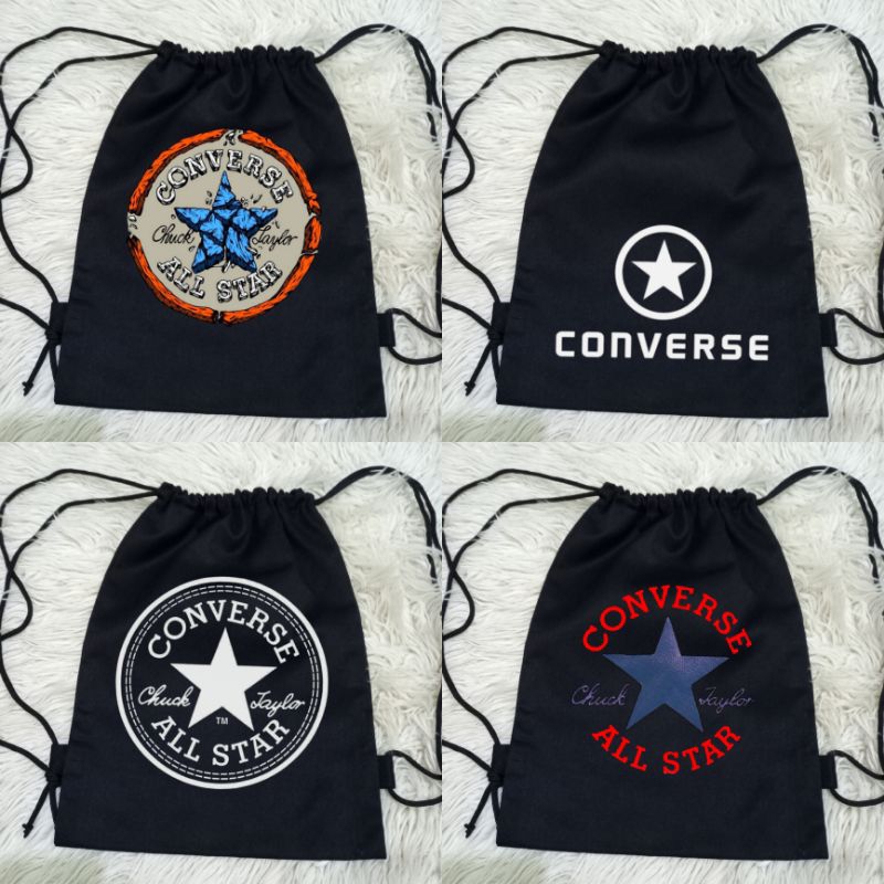 Tas Serut Gambar Distro Converse Bahan 100% Baby Kanvas Premium / Tas Tali Serut Motif Distro Brand 